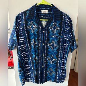 VERY RARE 1970s Vintage Liberty House Blue Button Down Hawaiian Shirt- Medium